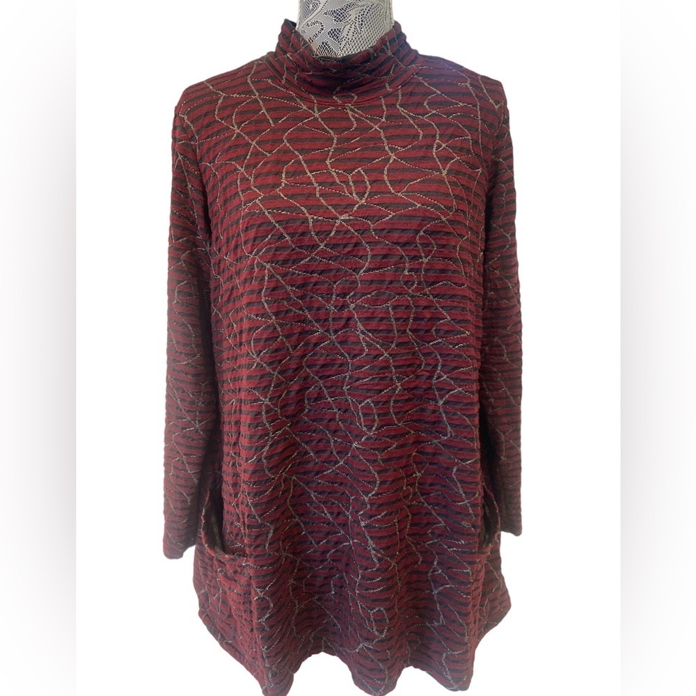 Cut loose Burgundy and Grey Sweater | Size Large